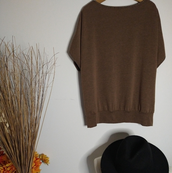 Aryn K Small Brown Detailed Fitted Blouse - Picture 3 of 3